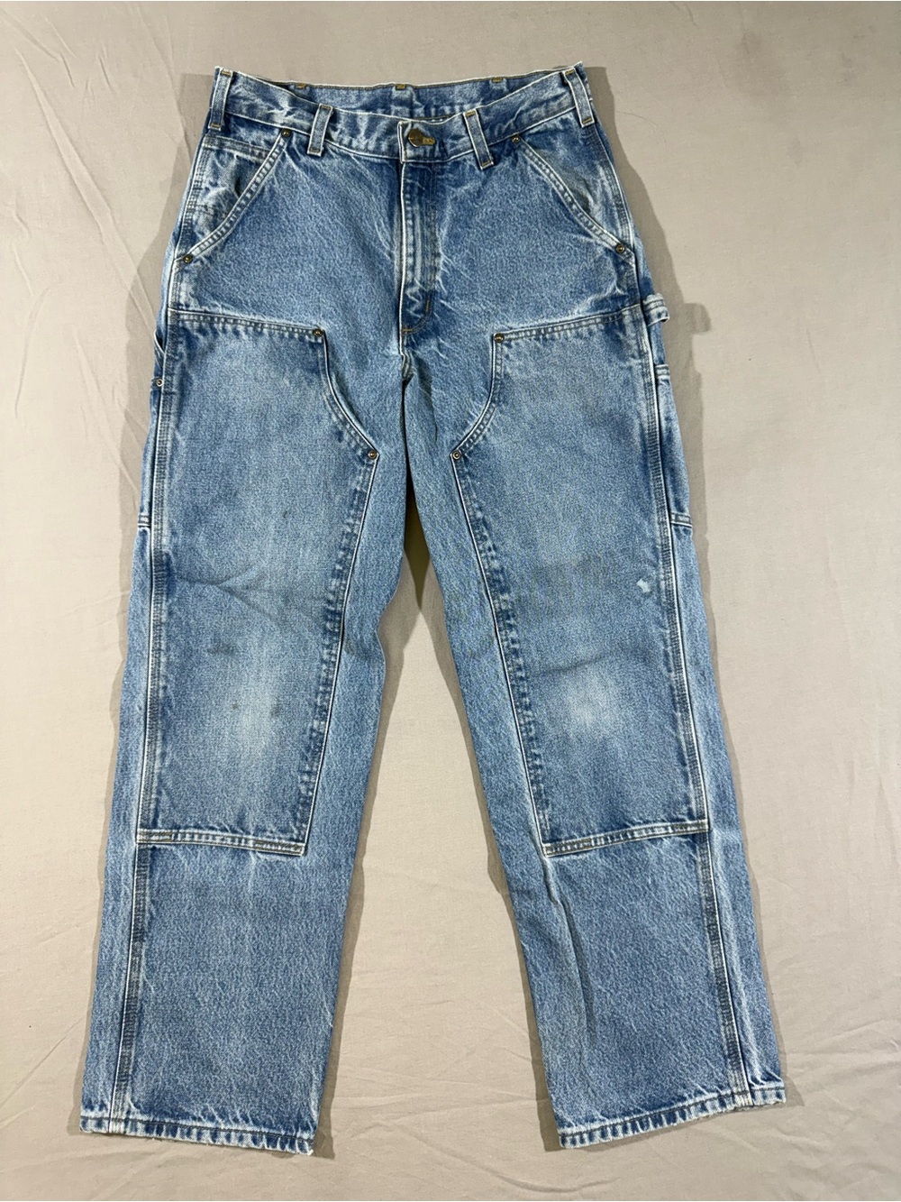 Vintage Carhartt Double Knee Carpenter Blue Denim Jeans - Picture 3 of 9